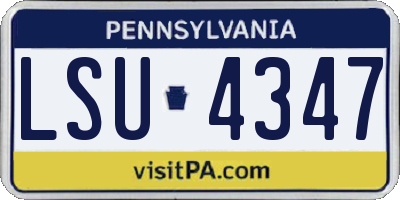 PA license plate LSU4347