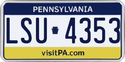 PA license plate LSU4353