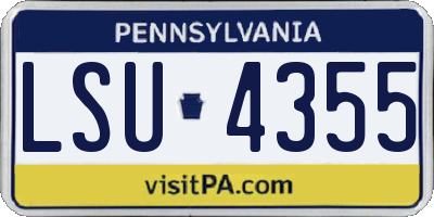 PA license plate LSU4355