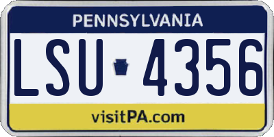 PA license plate LSU4356