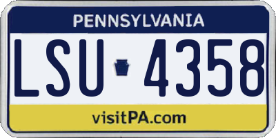 PA license plate LSU4358