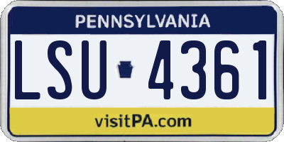 PA license plate LSU4361