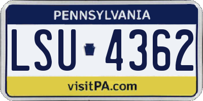 PA license plate LSU4362