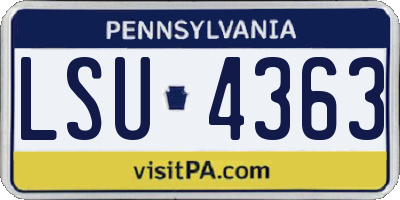 PA license plate LSU4363