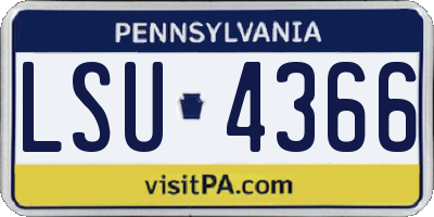PA license plate LSU4366