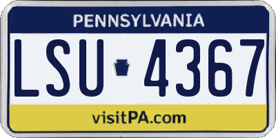 PA license plate LSU4367
