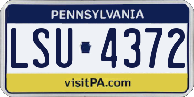 PA license plate LSU4372