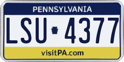 PA license plate LSU4377