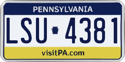 PA license plate LSU4381