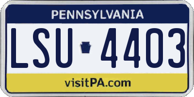 PA license plate LSU4403