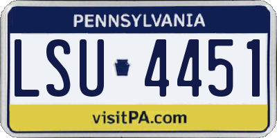 PA license plate LSU4451