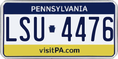 PA license plate LSU4476