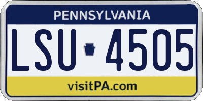 PA license plate LSU4505