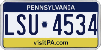 PA license plate LSU4534