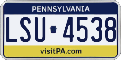 PA license plate LSU4538