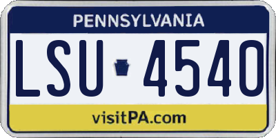 PA license plate LSU4540