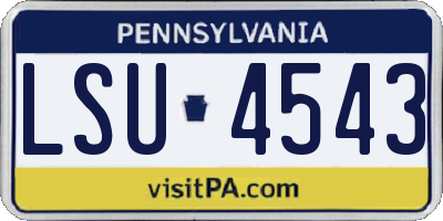 PA license plate LSU4543