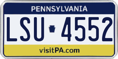 PA license plate LSU4552