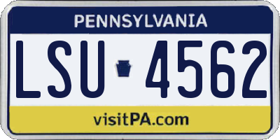 PA license plate LSU4562