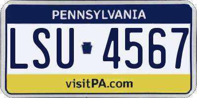 PA license plate LSU4567