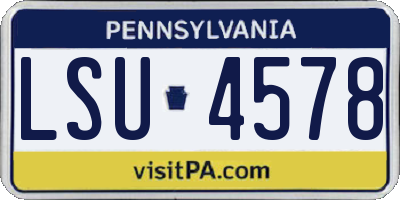PA license plate LSU4578