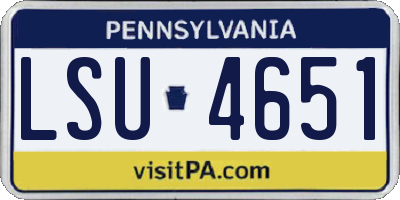 PA license plate LSU4651
