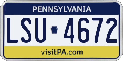 PA license plate LSU4672