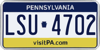 PA license plate LSU4702