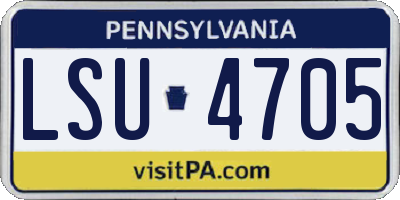 PA license plate LSU4705