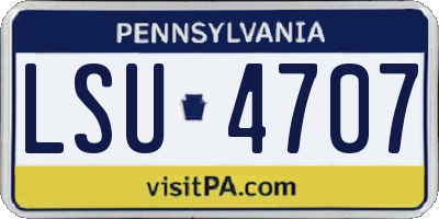 PA license plate LSU4707