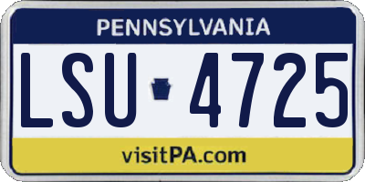 PA license plate LSU4725
