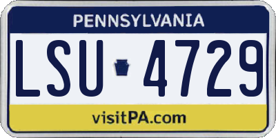 PA license plate LSU4729