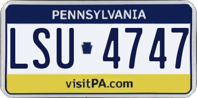 PA license plate LSU4747