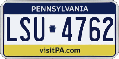 PA license plate LSU4762