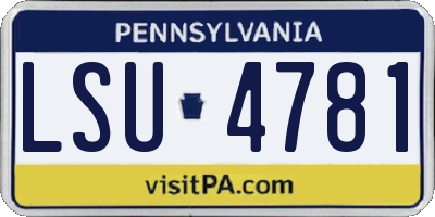 PA license plate LSU4781