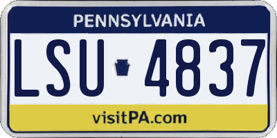 PA license plate LSU4837