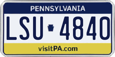 PA license plate LSU4840