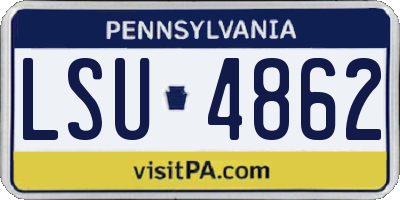 PA license plate LSU4862