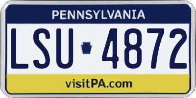 PA license plate LSU4872