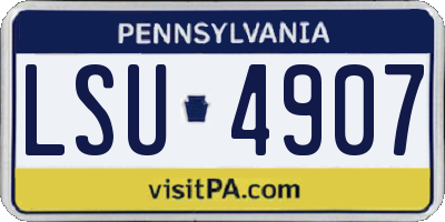 PA license plate LSU4907