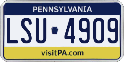 PA license plate LSU4909