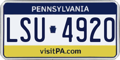 PA license plate LSU4920