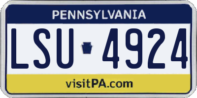 PA license plate LSU4924