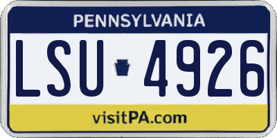 PA license plate LSU4926