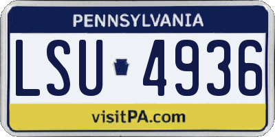 PA license plate LSU4936