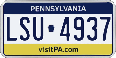 PA license plate LSU4937