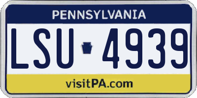 PA license plate LSU4939