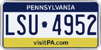 PA license plate LSU4952