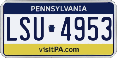 PA license plate LSU4953