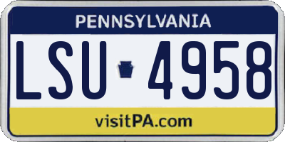 PA license plate LSU4958